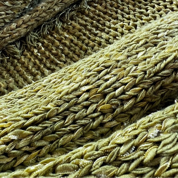 Vintage Chicos Linen Blend Chartreuse Lagonlook Cardigan Fringe size Large - Picture 11 of 13